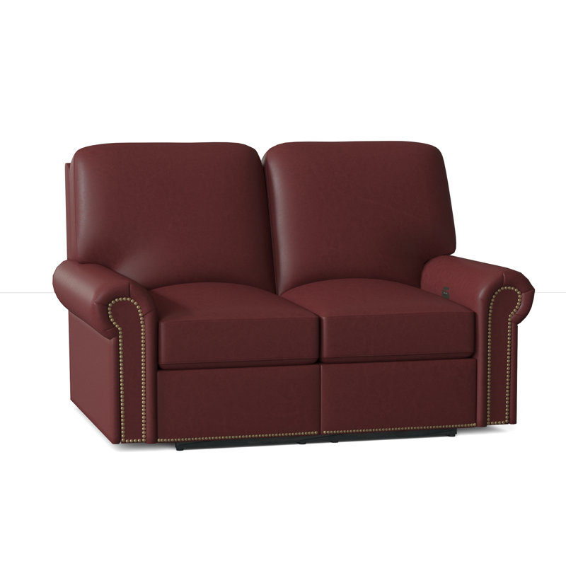 Omnia Leather Fairfield Genuine Leather Reclining 62" Rolled Arm